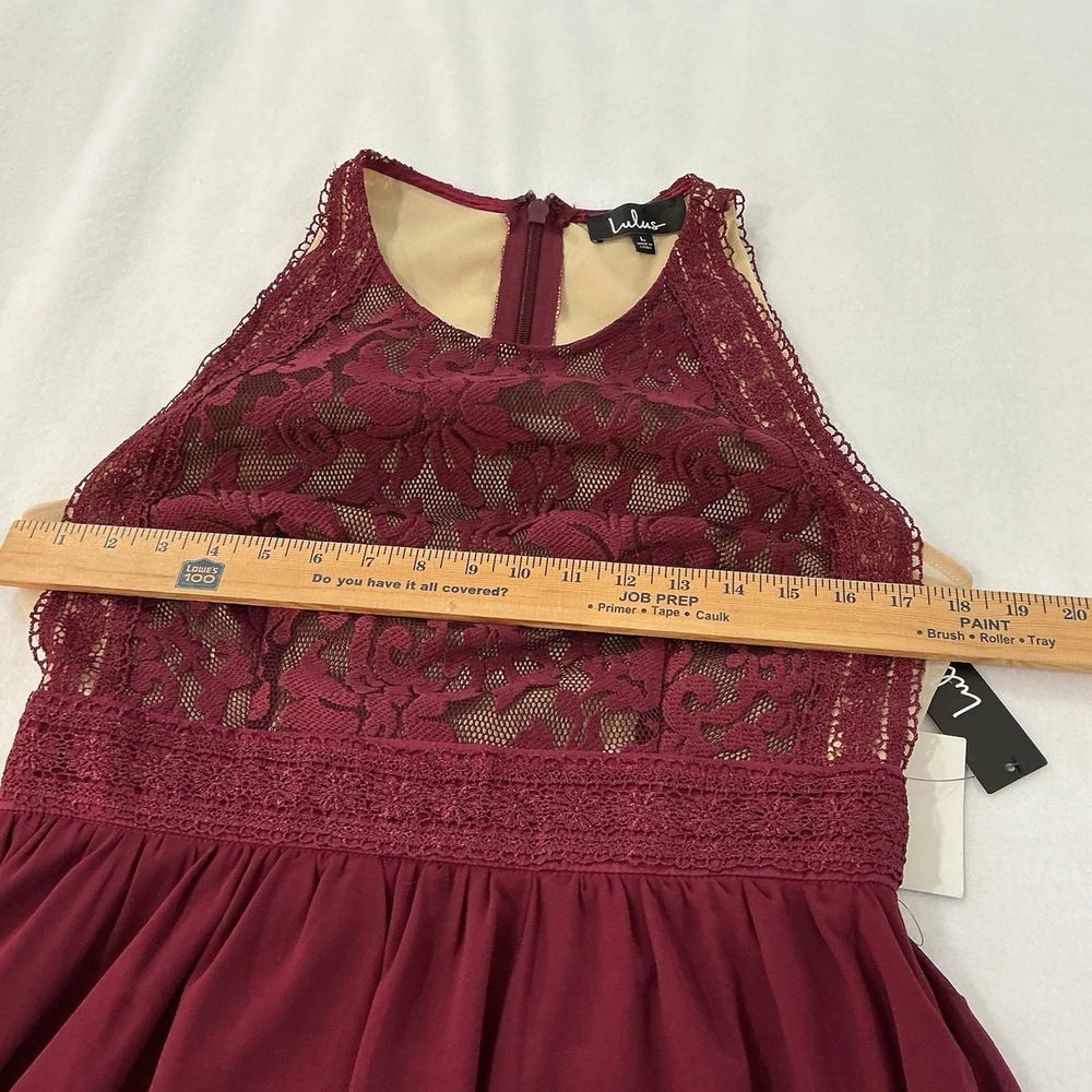 Lulus Forever Always Burgundy Lace Maxi Formal Wedding Dress Size L NEW W/‎ TAGS - Picture 14 of 15